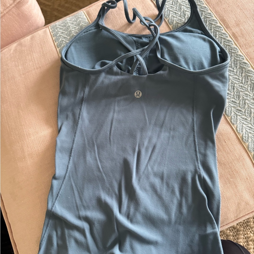 Lululemon Athletica Blue Sleeveless Bodysuit with Bustier Tie Front